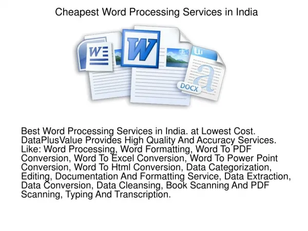 Cheapest Word Processing Services in India