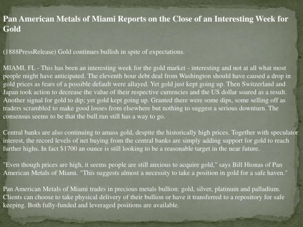 pan american metals of miami reports on the close of an inte