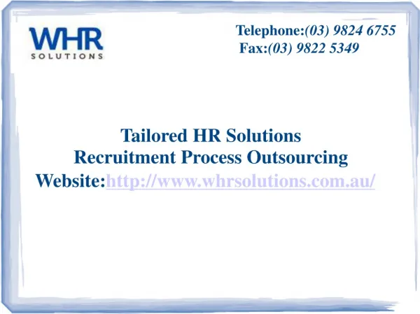 WHR Solutions - Recruitment Process Outsourcing