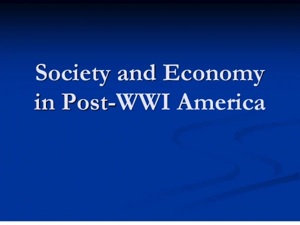 society and economy in post-wwi america