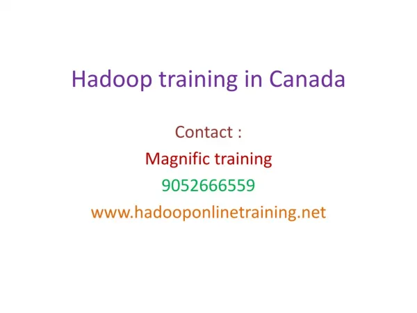 Hadoop trraining in canada
