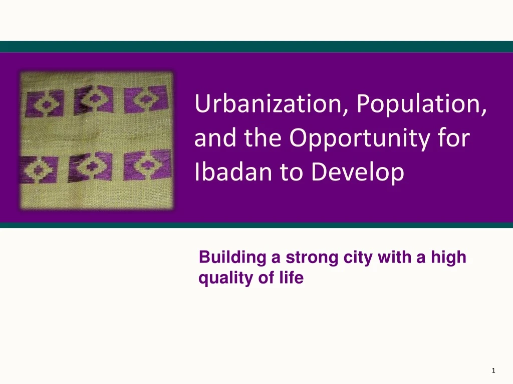 urbanization population and the opportunity
