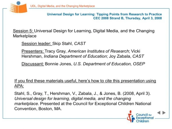 universal design for learning: tipping points from research to ...