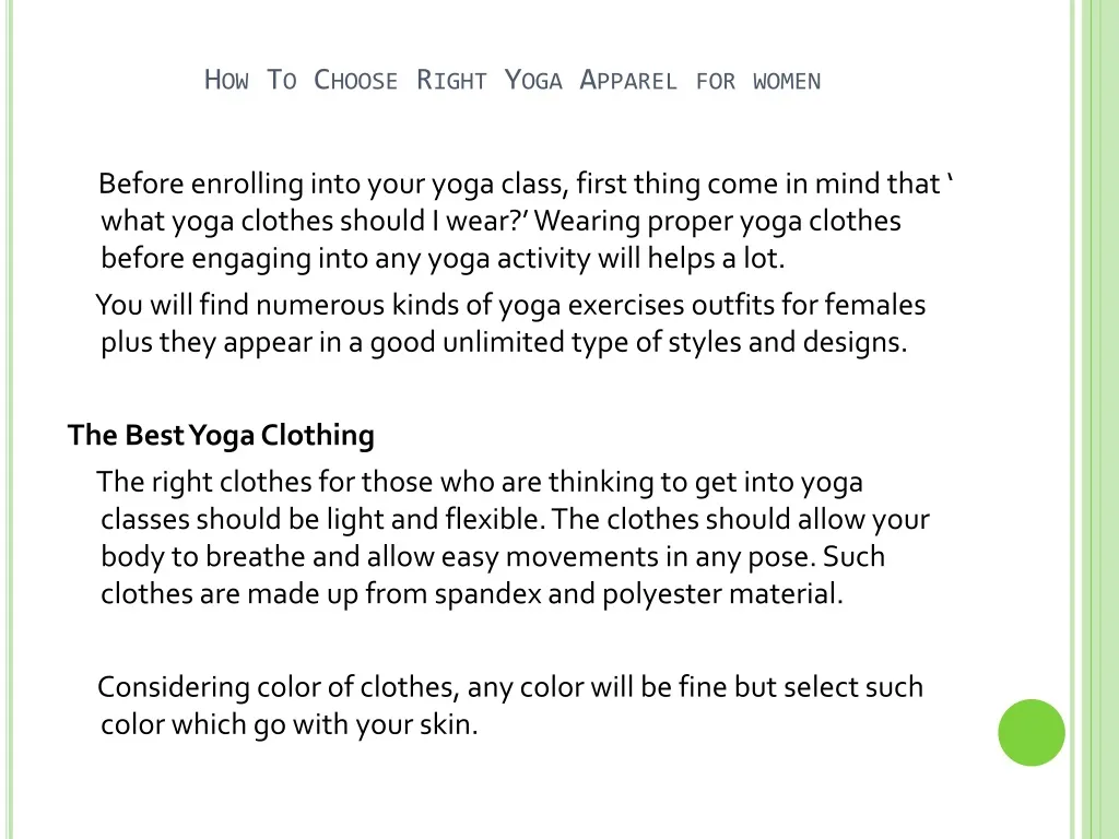 how to choose right yoga apparel for women