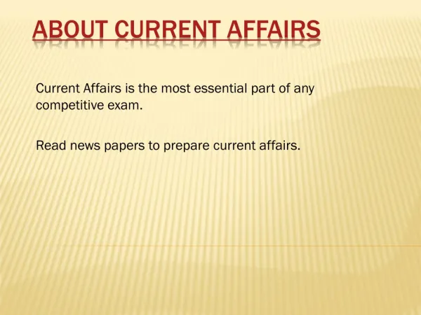 About current affairs