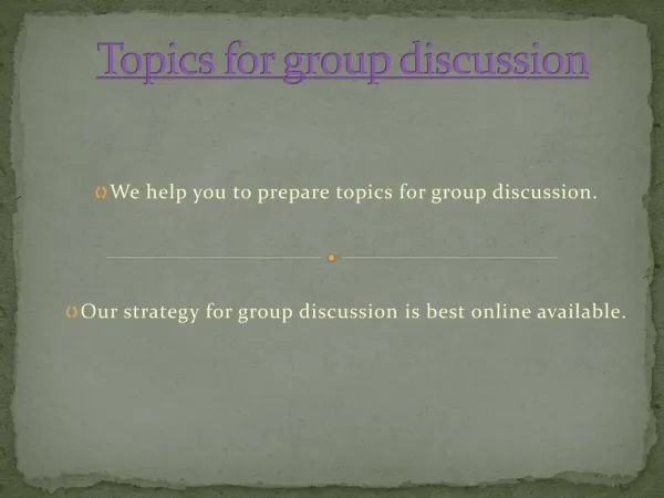 Topics for group discussion