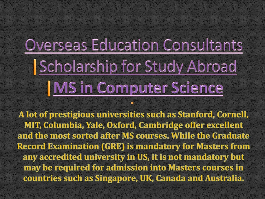 overseas education consultants scholarship for study abroad ms in computer science