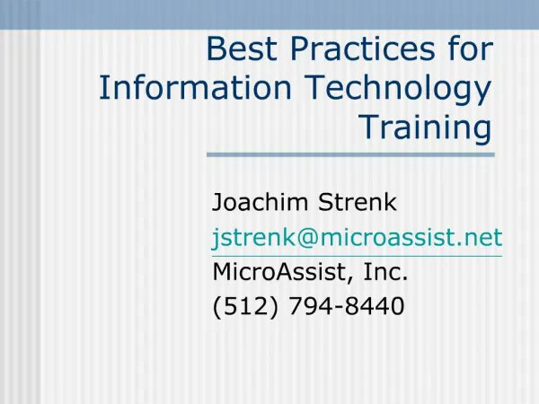 Best Practices for Information Technology Training