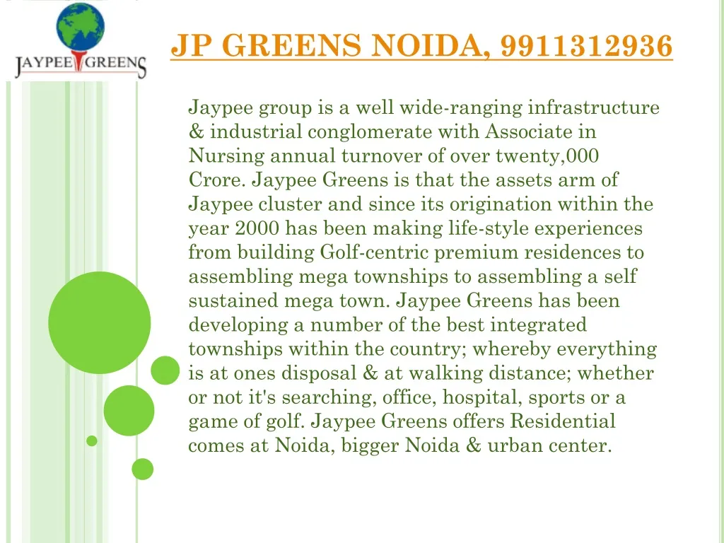 jp greens noida 9911312936