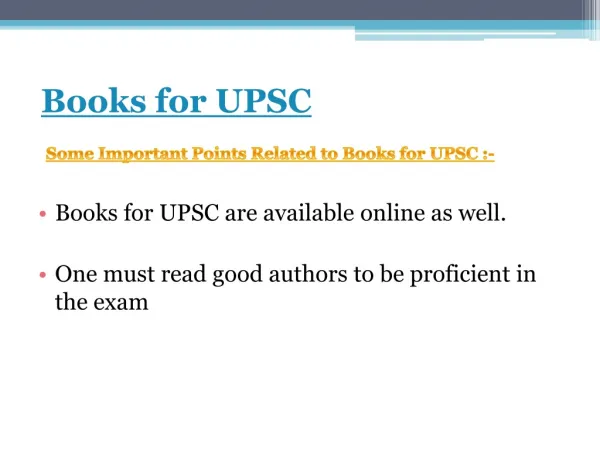 Some knowledge about Books for UPSC