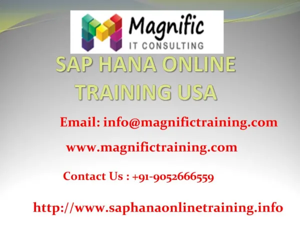 sap hana training usa@www.magnifictraining.com