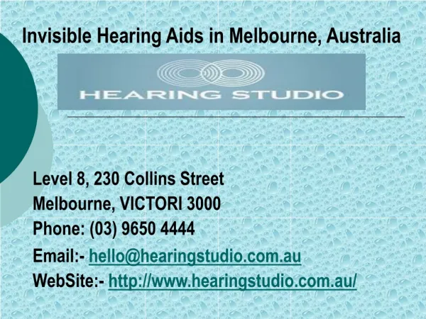 Invisible Hearing Aids in Melbourne