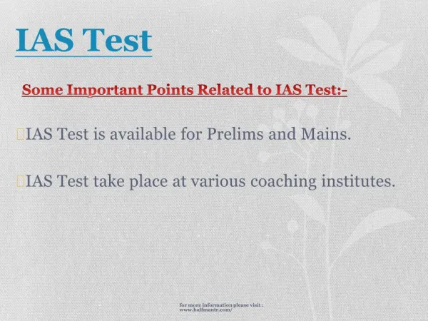 Collect news about IAS Test