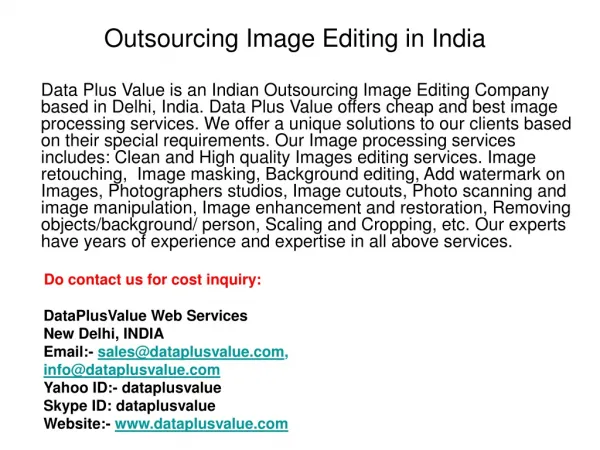 Outsourcing Image Editing in India