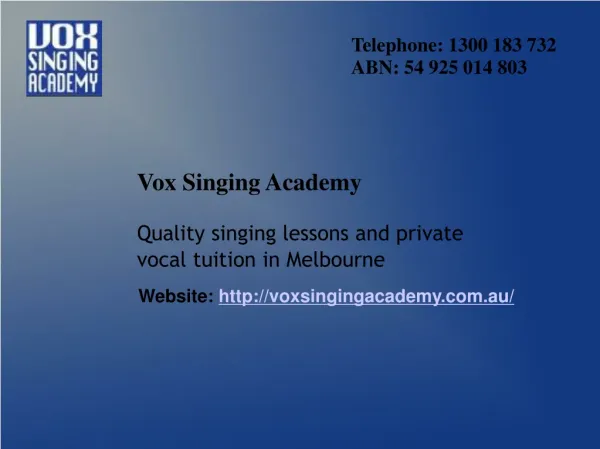 Intensive Vocal Training in Australia