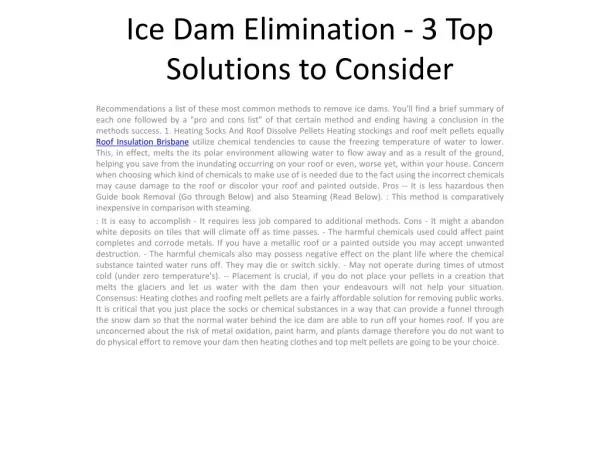 Ice Dam Elimination - 3 Top Solutions to