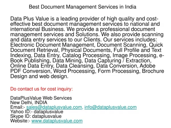 Best Document Management Services in India