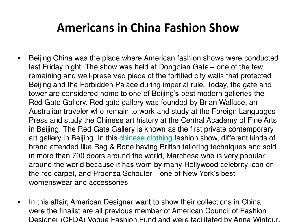 americans in china fashion show