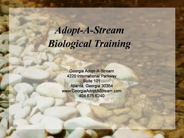 Adopt-A-Stream Biological Training