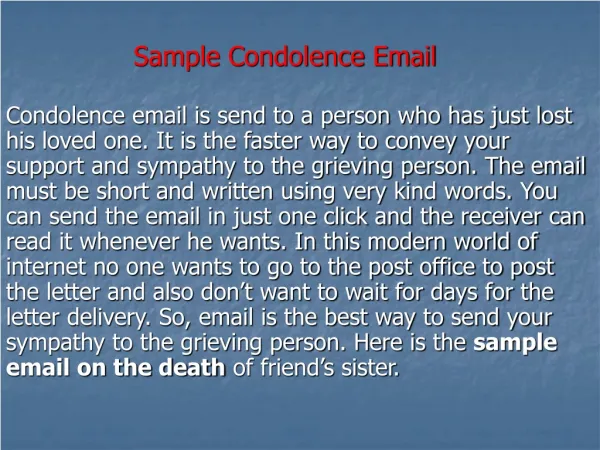 Sample Condolence Email