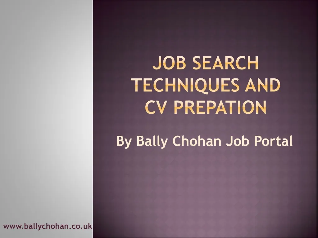 job search techniques and cv prepation