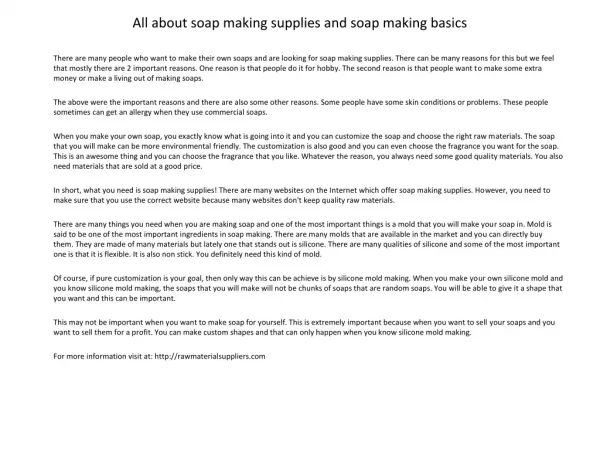 All about soap making supplies and soap making basics