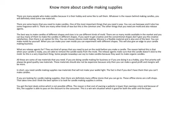 Know more about candle making supplies