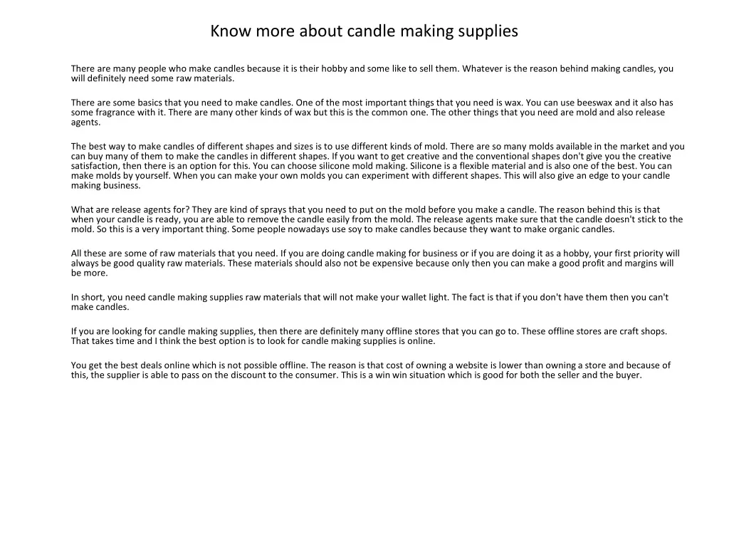 know more about candle making supplies
