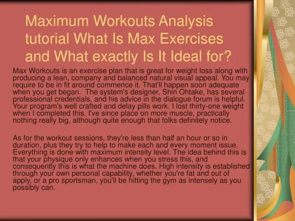 Max Workouts review