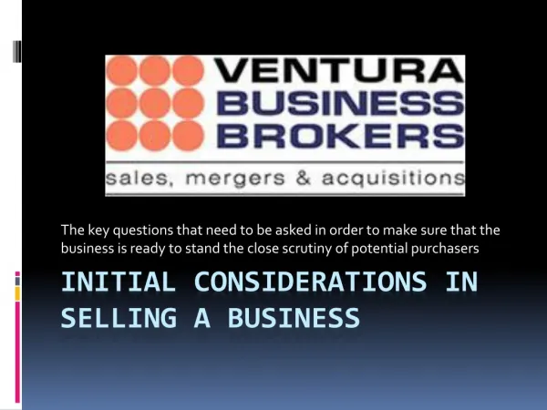 Initial considerations in selling a business