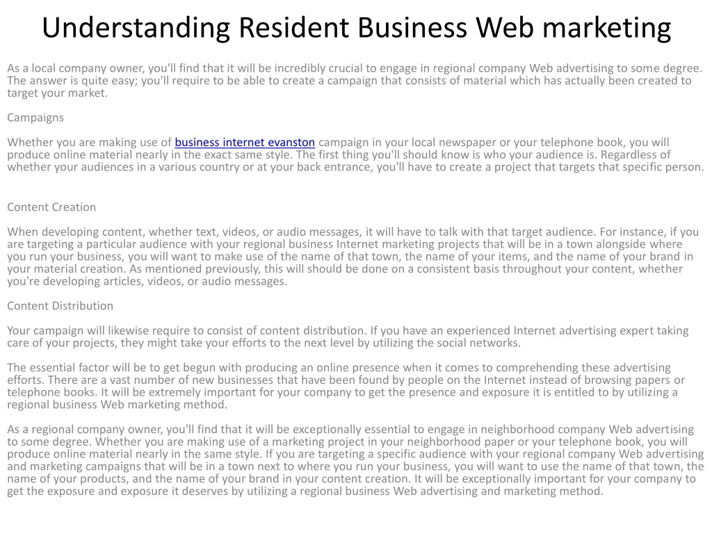 understanding resident business web marketing