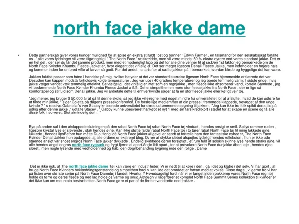 north face jakke dame