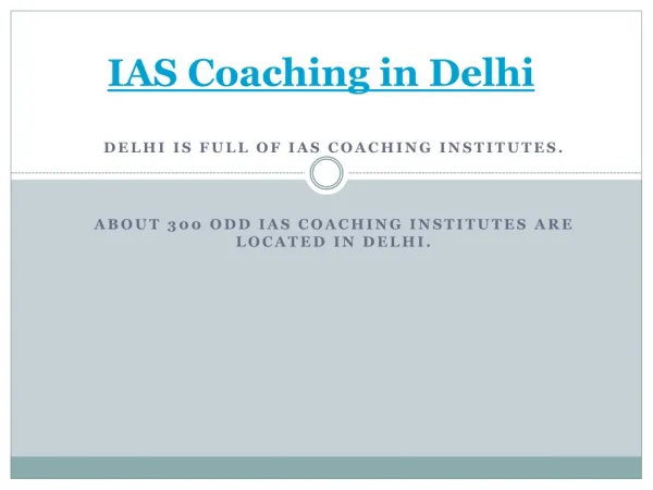 IAS Coaching institutes Delhi