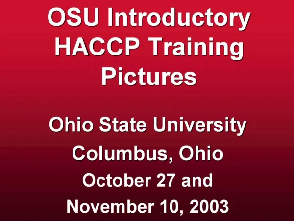 OSU Introductory HACCP Training Pictures