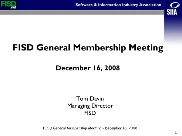FISD General Membership Meeting - December 16, 2008