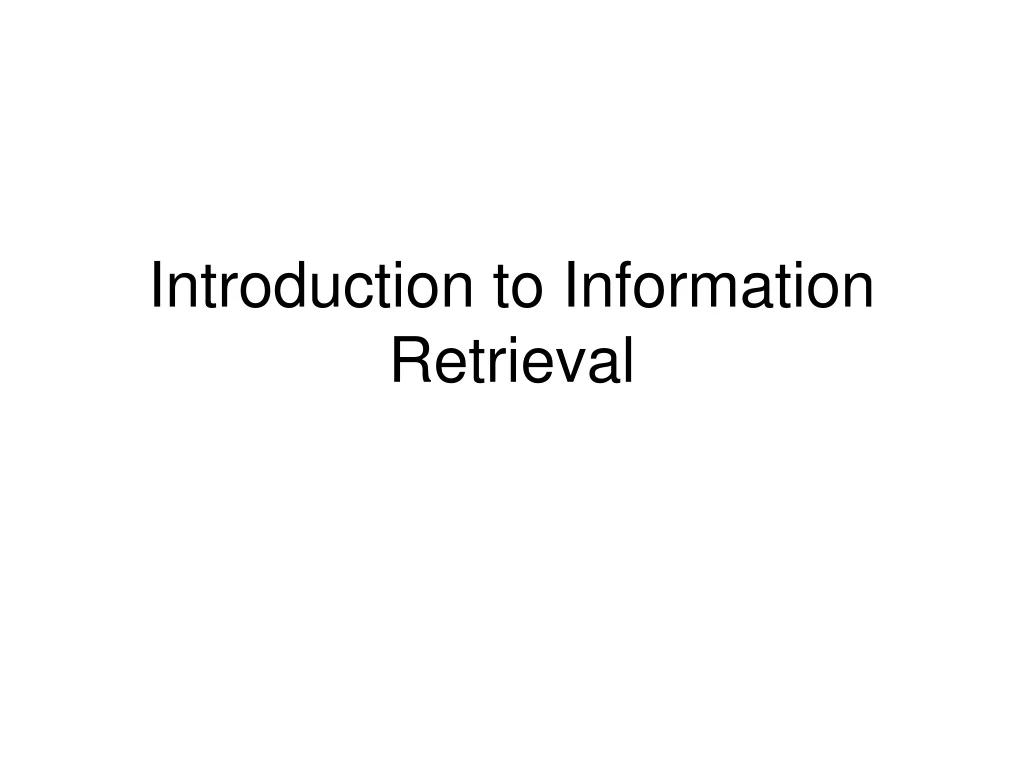 introduction to information retrieval