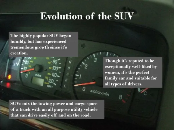 Evolution of the SUV