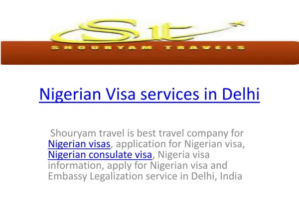 Nigeria visa services in delhi