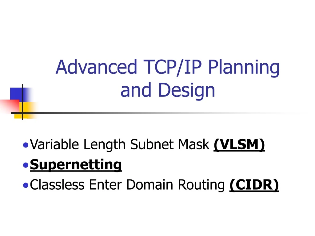 advanced tcp ip planning and design