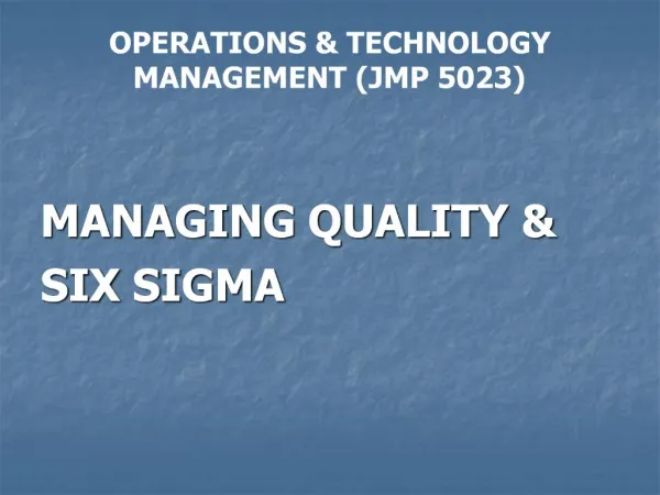 OPERATIONS TECHNOLOGY MANAGEMENT JMP 5023