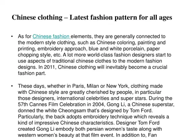 Chinese clothing
