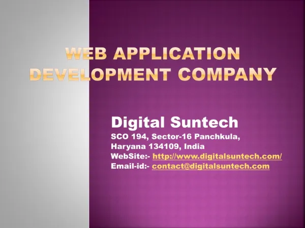 Web Application Development Company - Digital Suntech