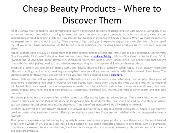 Economical Beauty Products - Where to Discover Them