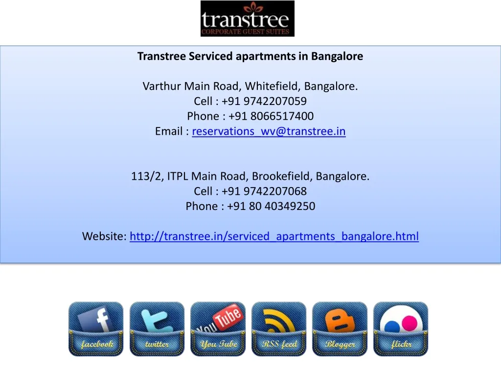 transtree serviced apartments in bangalore