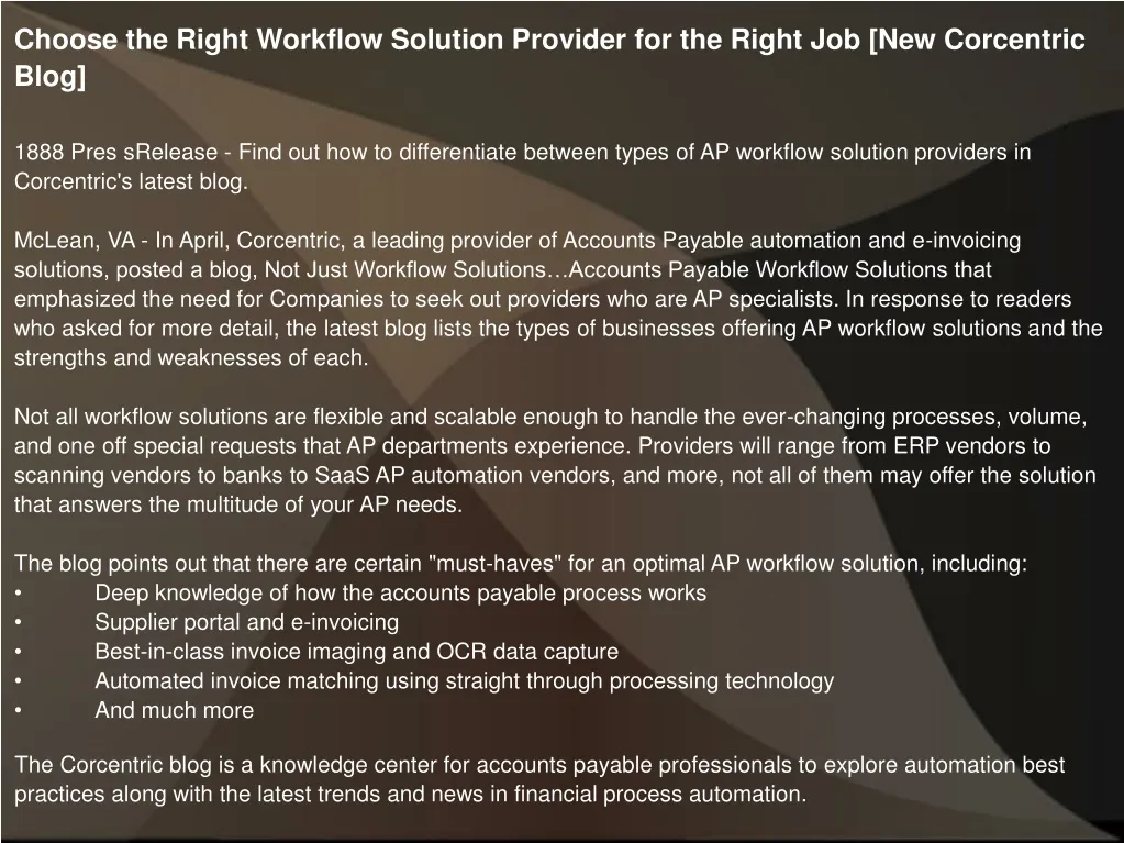 choose the right workflow solution provider