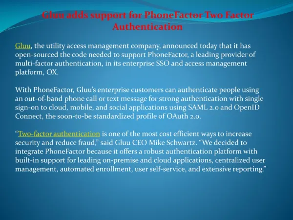 Gluu adds support for PhoneFactor Two Factor Authentication