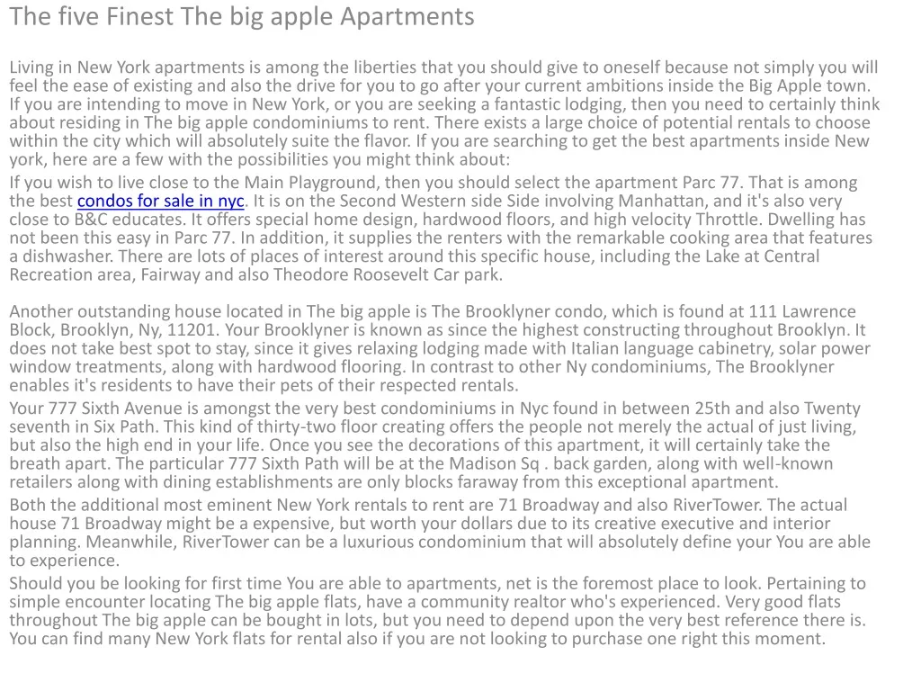 the five finest the big apple apartments living