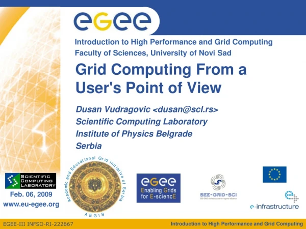 Grid Computing From a User's Point of View