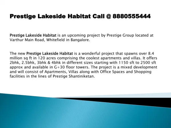 Prestige Lakeside Habitat