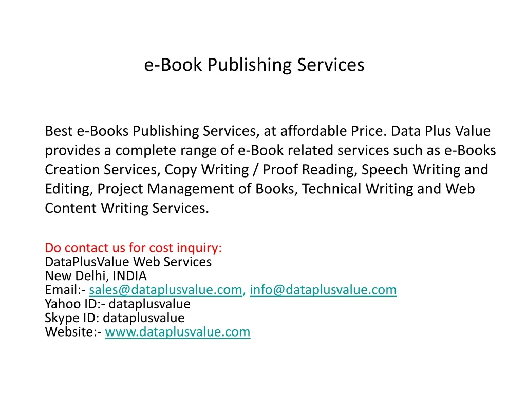e book publishing services